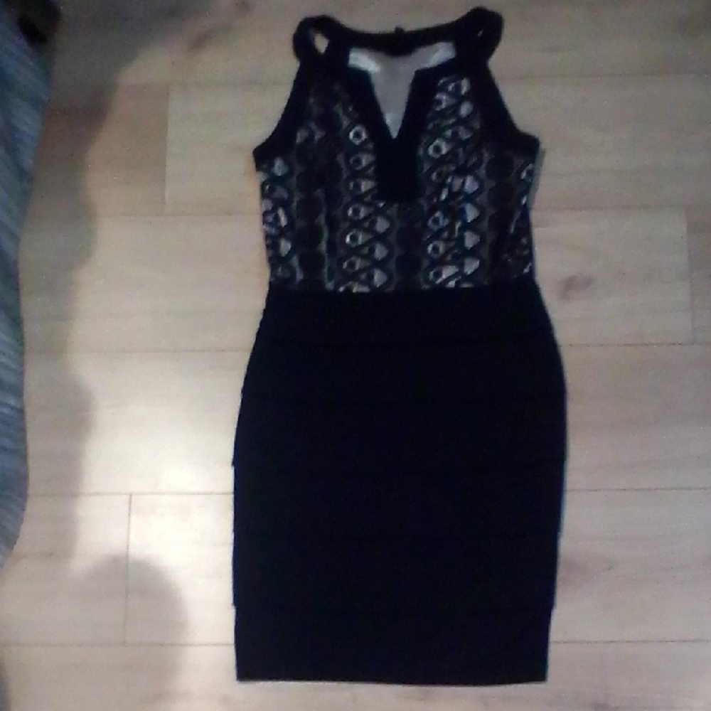 Enfocus Studio Black Lace Mini Dress